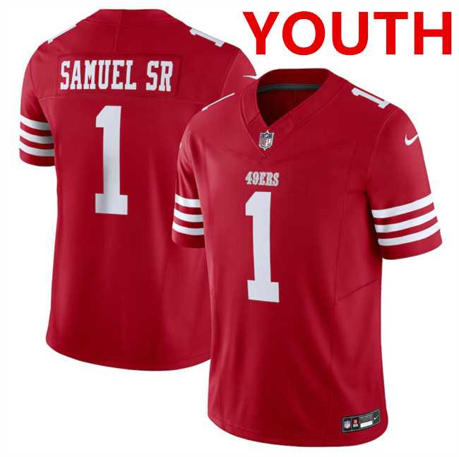 Youth San Francisco 49ers #1 Deebo Samuel Red 2024 F.U.S.E. Vapor Untouchable Limited Football Stitched Jersey Dzhi